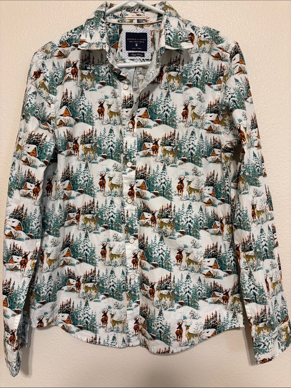 Denim & Flower Winter Lodge Button-Down Shirt Size Small
